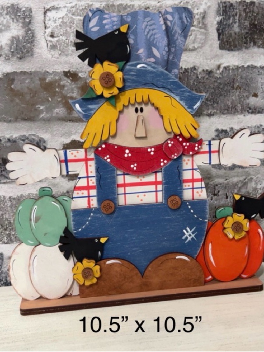Handcrafted Blue Scarecrow Tabletop Décor - Rustic Home Accents